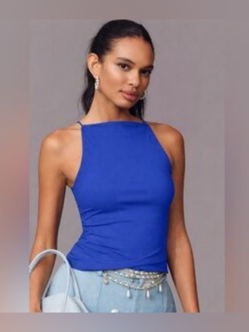 Anthropologie Royal Blue Halter Tank Top